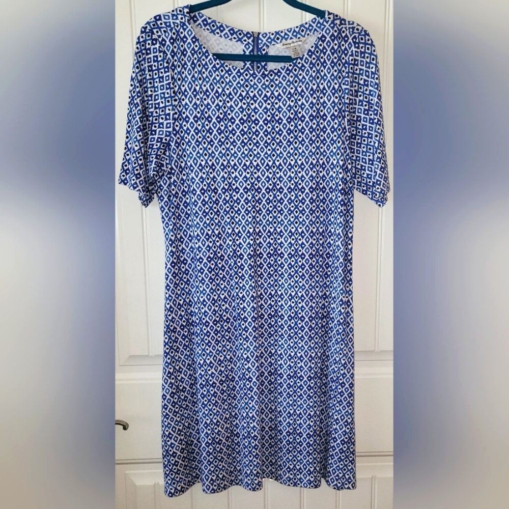 Tommy Bahama Blue Pattern Dress Sz Large